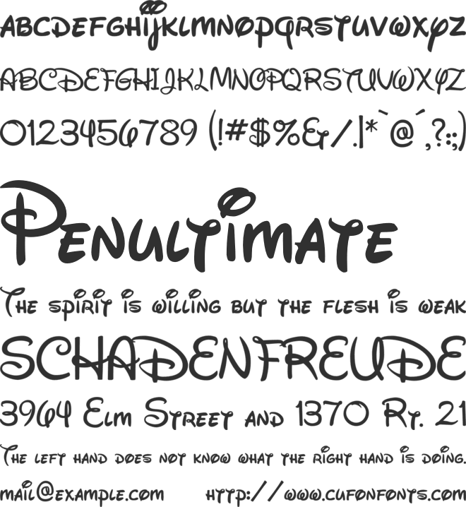 All Disney font preview
