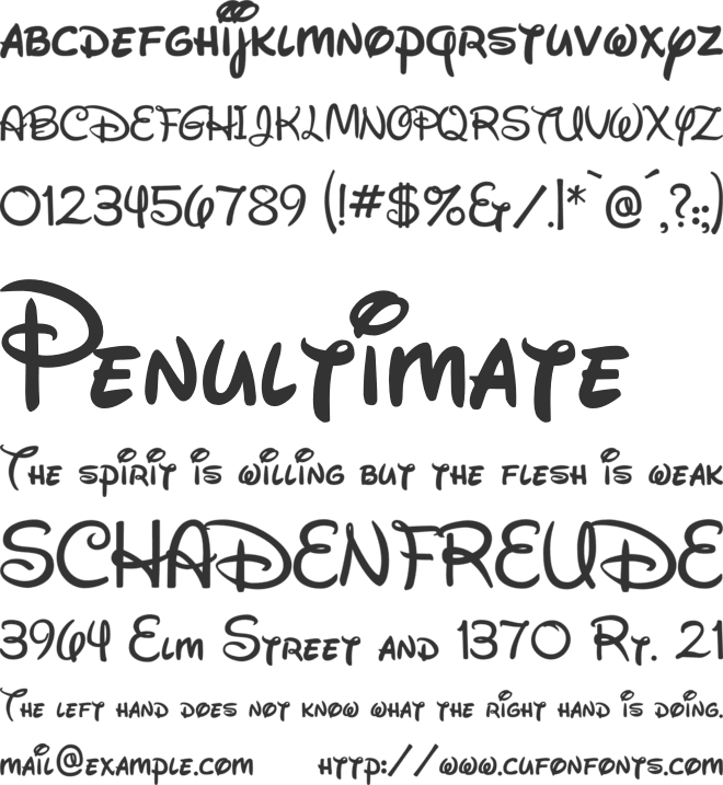 All Disney font preview