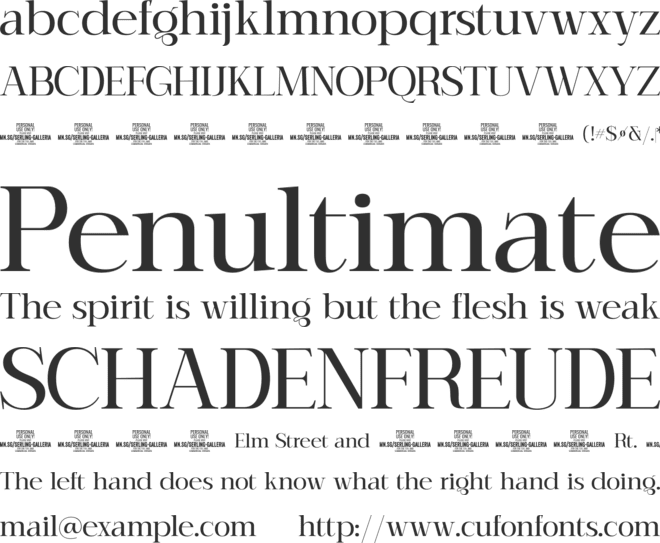 Serling Galleria PERSONAL USE font preview