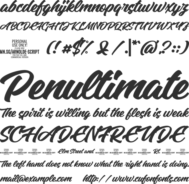 Arnolde Script PERSONAL USE font preview