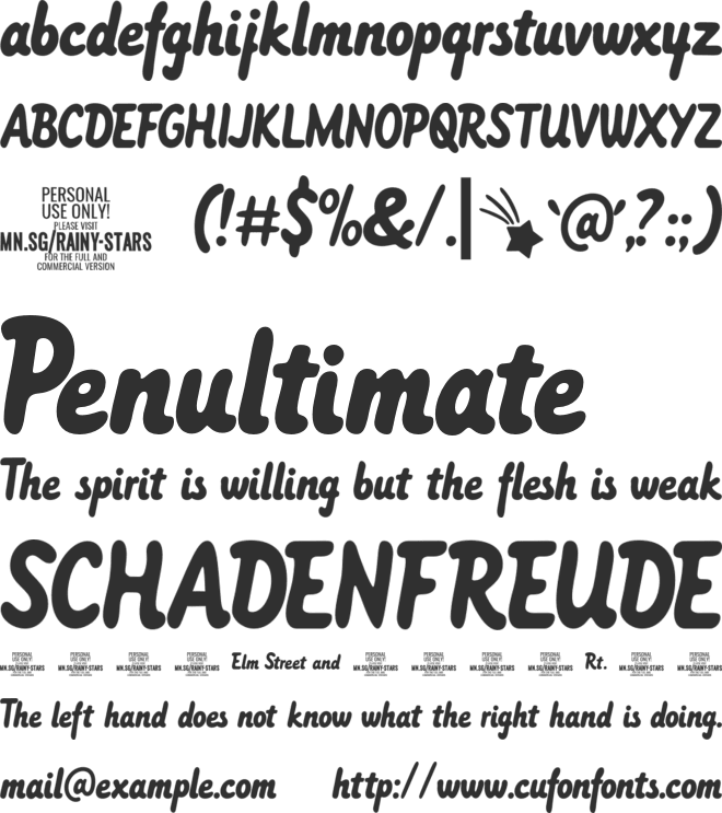 Rainy Stars PERSONAL USE font preview