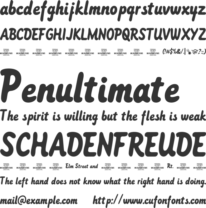 Rainy Stars PERSONAL USE font preview