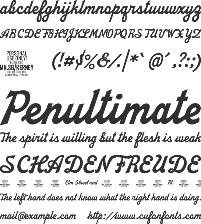 Kerney Script PERSONAL USE font preview