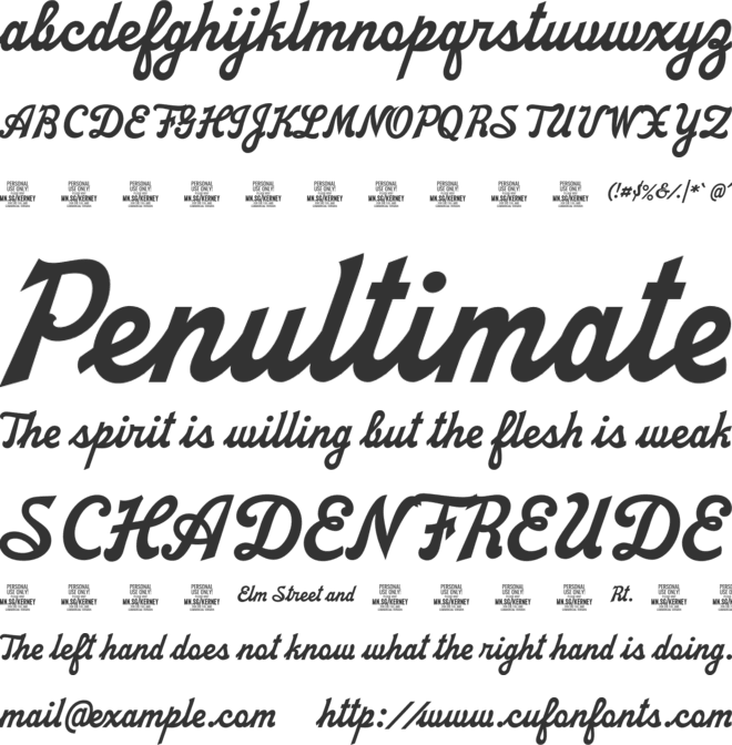 Kerney Script PERSONAL USE font preview