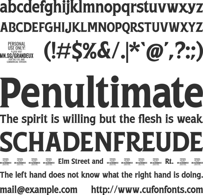 Grandeux Serif PERSONAL USE font preview