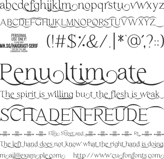 Haigrast Serif Deco PERSONAL font preview