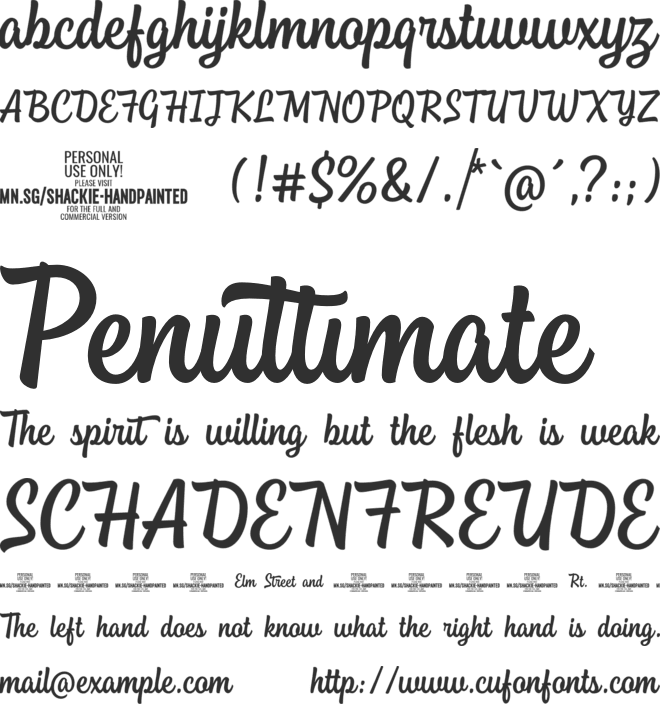 Shackie Handpainted PERSONAL font preview
