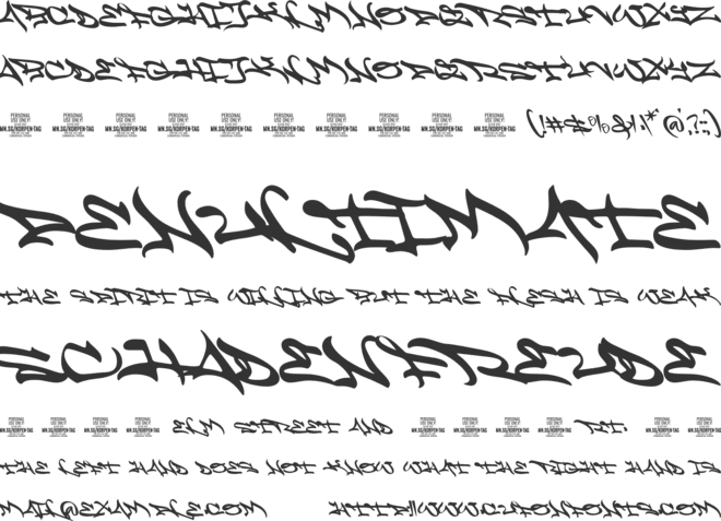 Korpen Tag PERSONAL USE font preview