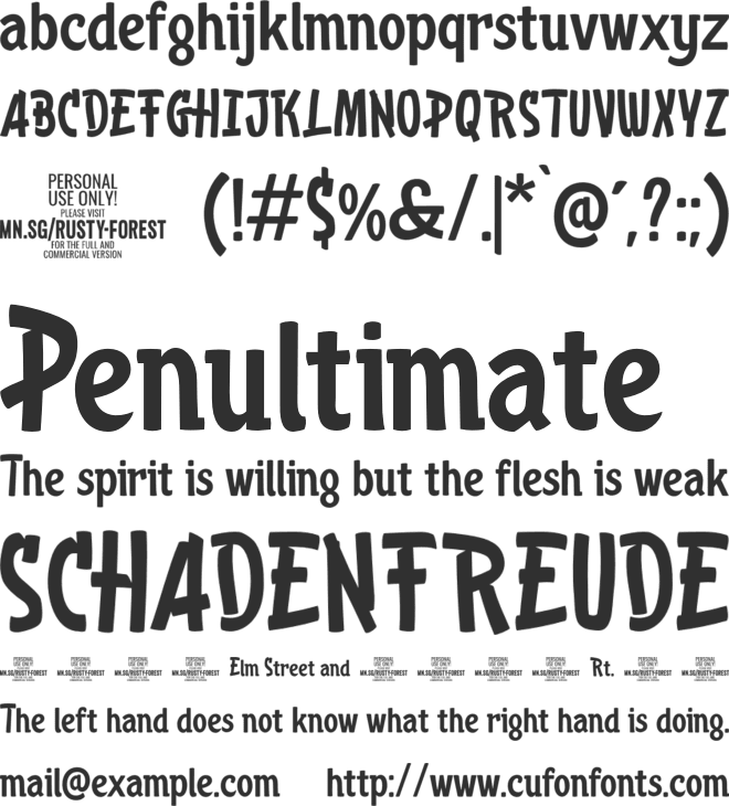 Rusty Forest PERSONAL USE font preview