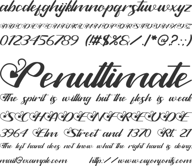 Valentina font preview