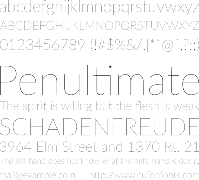 Lato Hairline font preview