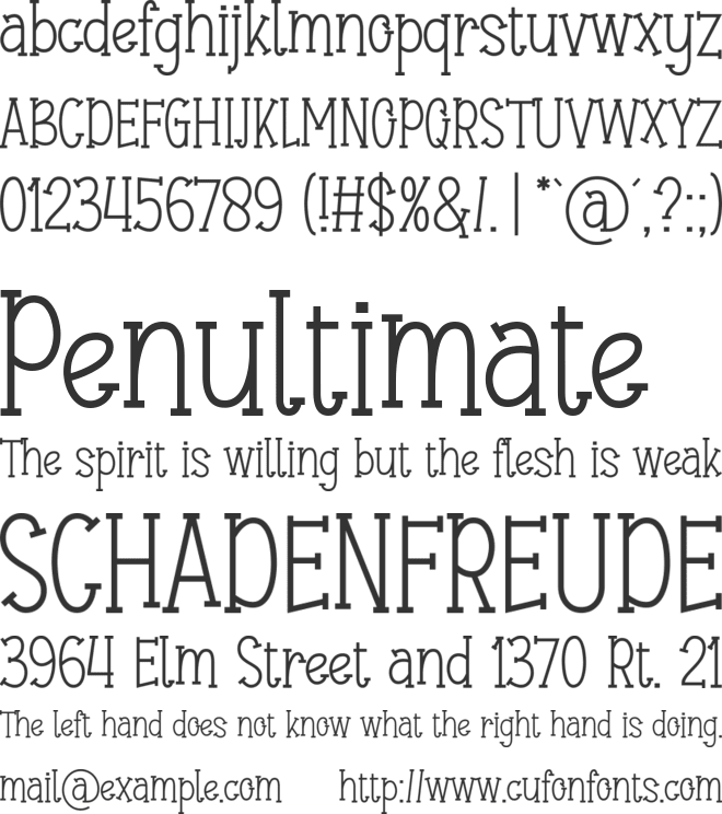 Merina Sweetie font preview