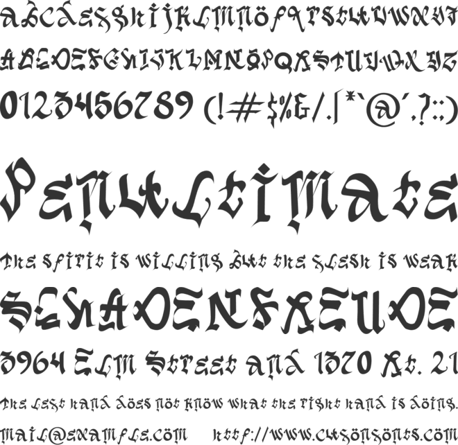 Dark Gate font preview