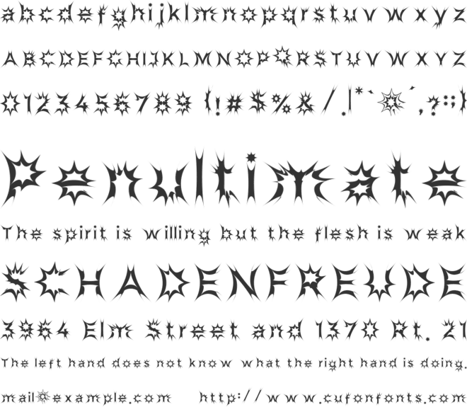 Spider Panic font preview