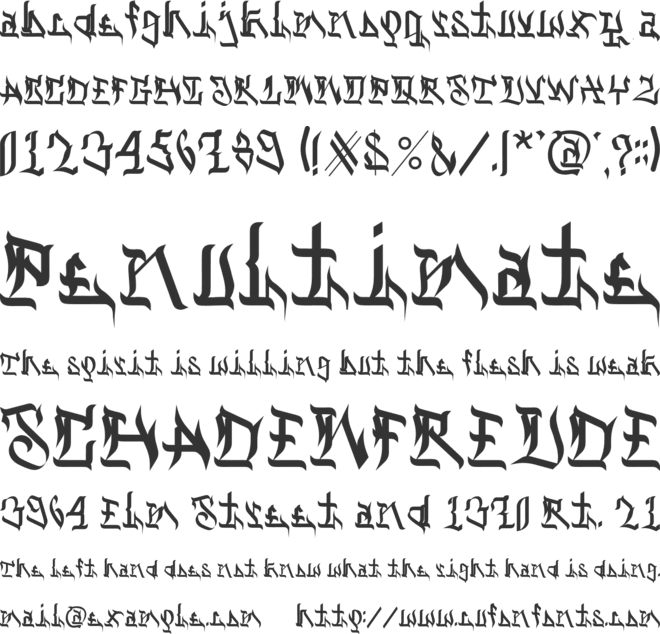 Dark Armor font preview