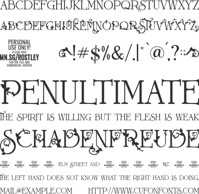 Rostley PERSONAL USE ONLY font preview