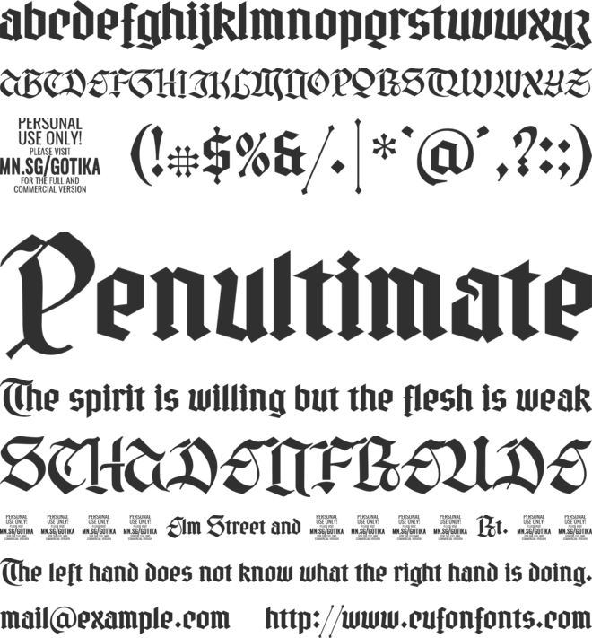 Gotika Strict PERSONAL USE font preview
