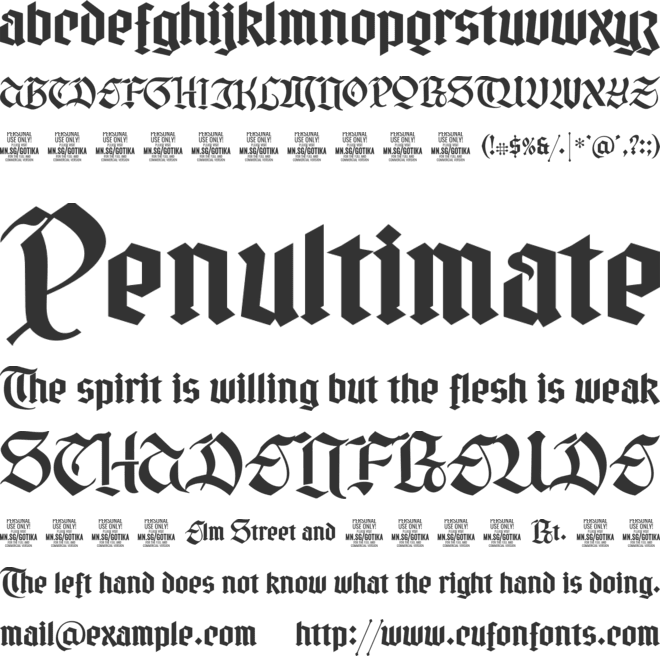 Gotika Strict PERSONAL USE font preview