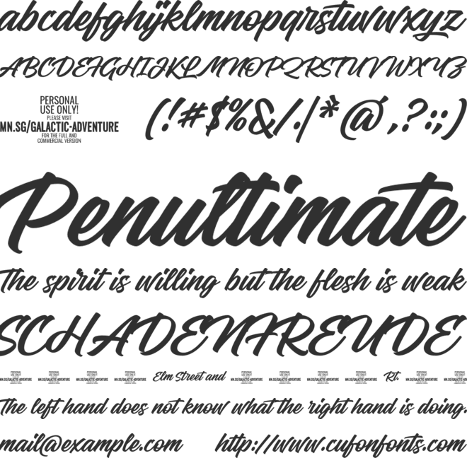 Galactic Adventure PERSONAL font preview