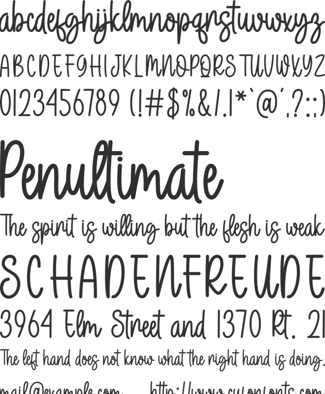 Cutte Kitty font preview