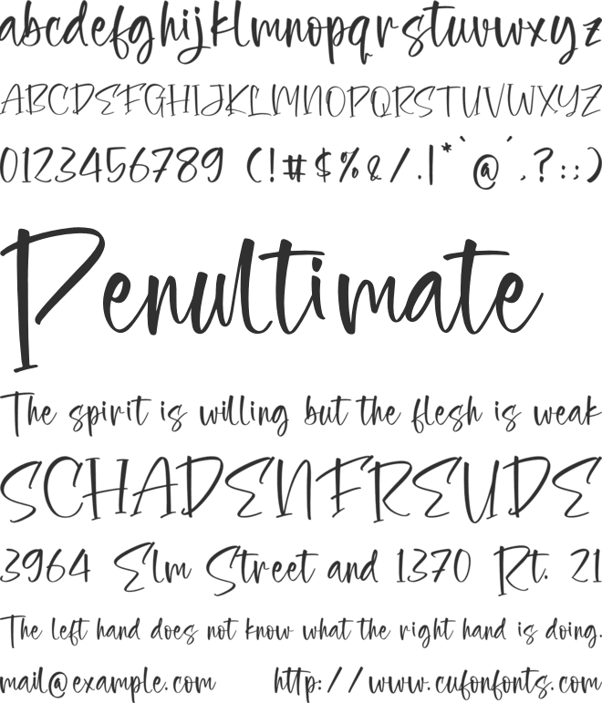 Frenchy Glover font preview