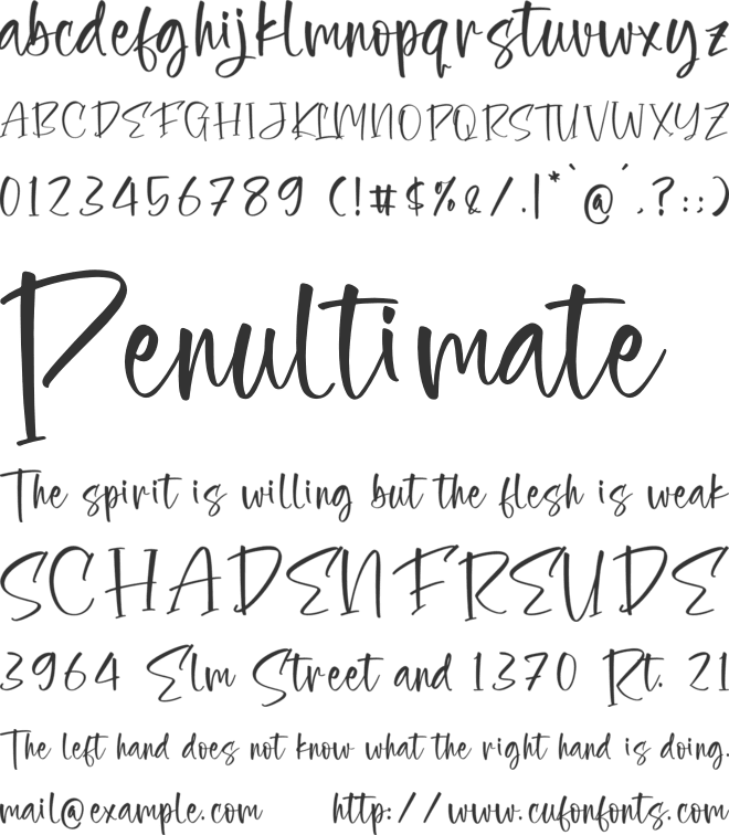 Frenchy Glover font preview