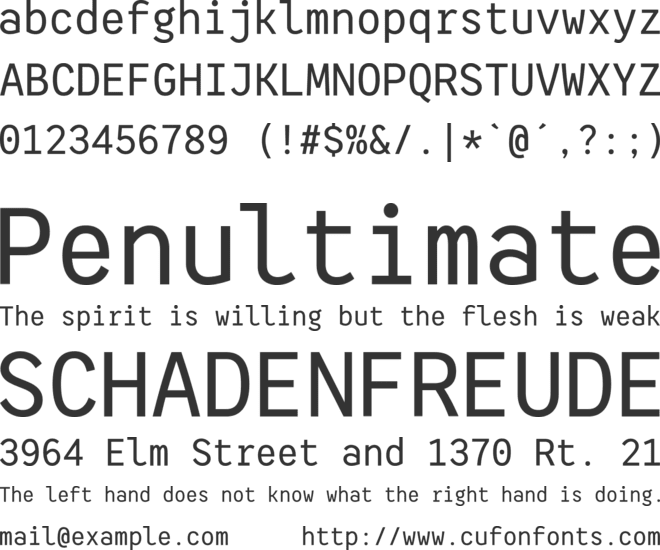 HFMonorita font preview