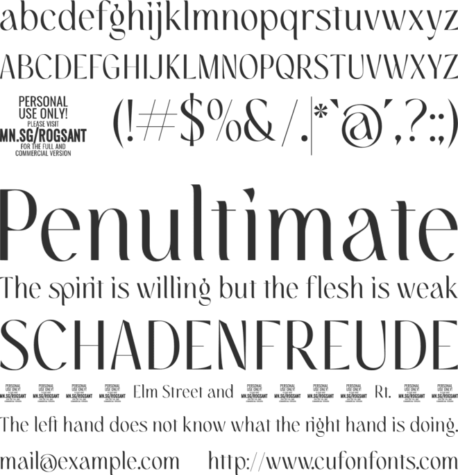Rogsant Crisp PERSONAL USE font preview