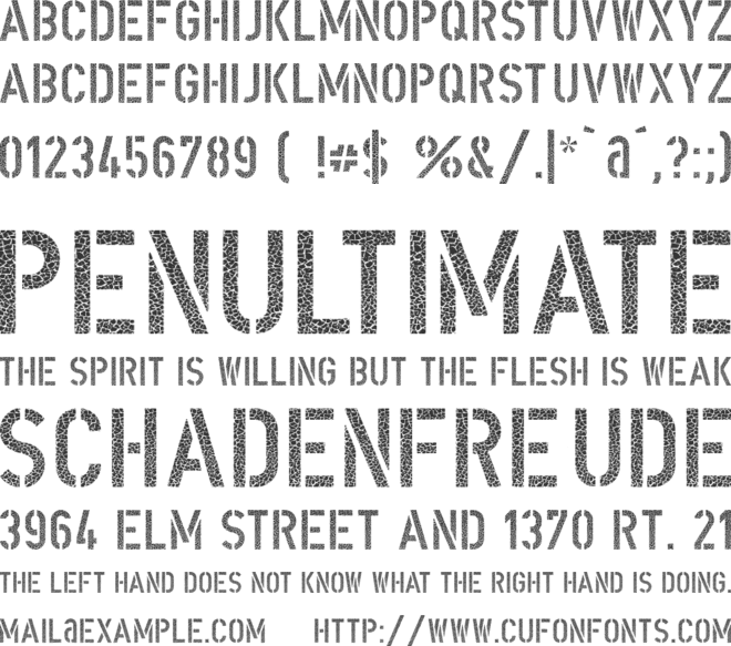 DIN Schablonierschrift Cracked font preview