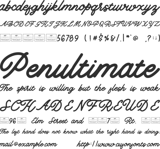 Redline font preview
