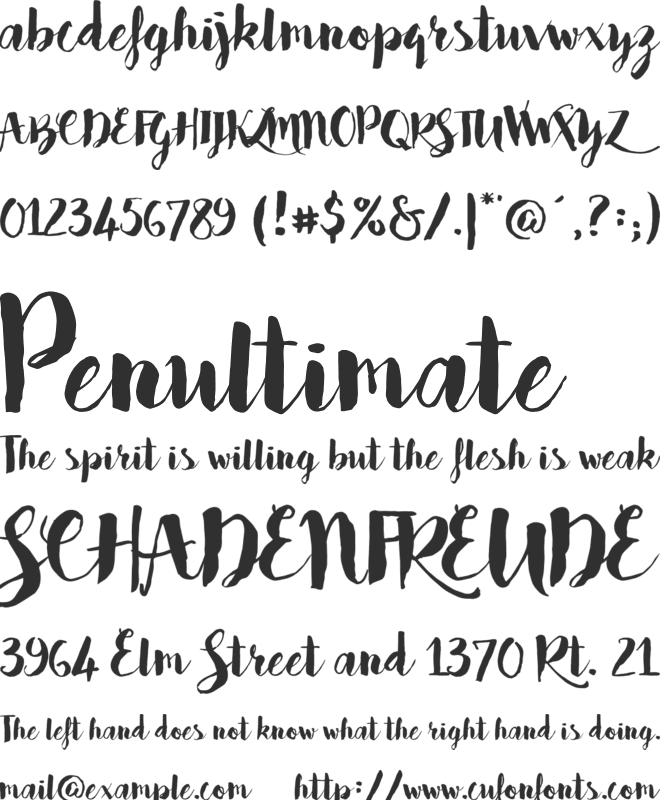Bakery font preview