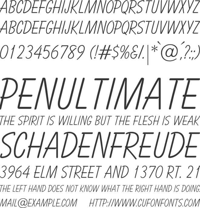 OPTIBalloon Light font preview