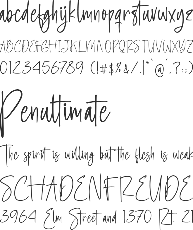 Heathilery font preview