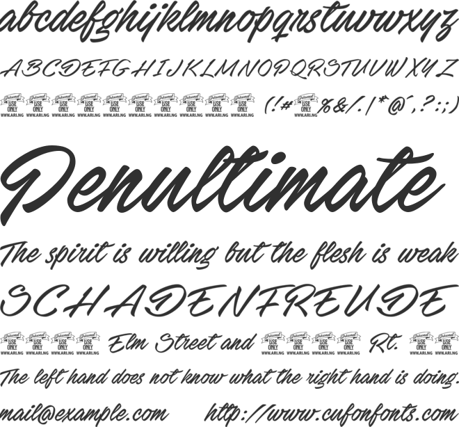 Stackyard PERSONAL USE font preview