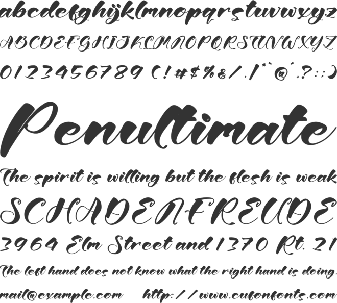 Bright Nattelia font preview