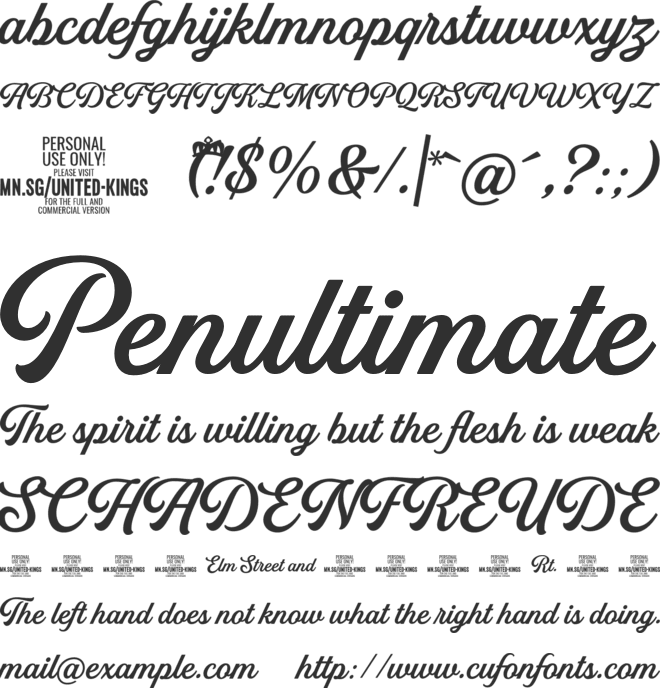 United Kings PERSONAL USE font preview