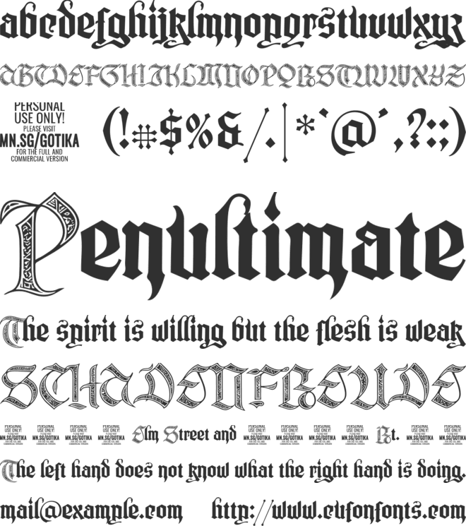 Gotika Ornament PERSONAL USE font preview