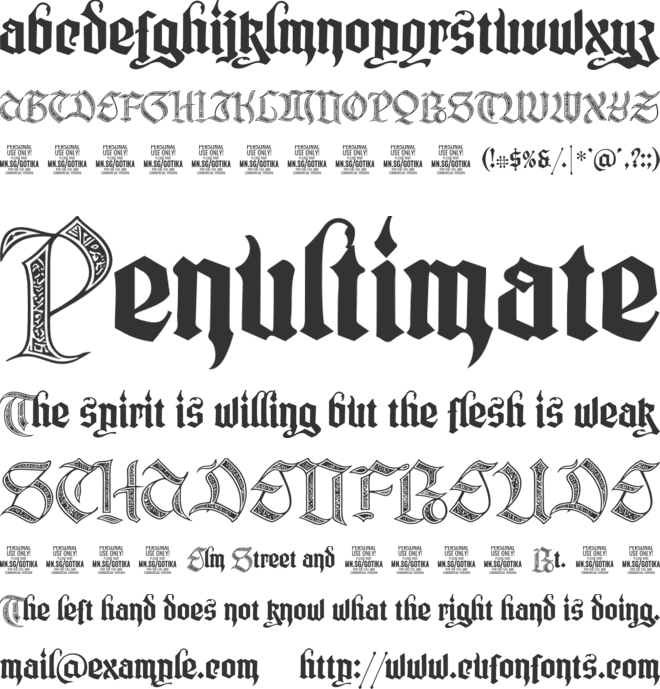 Gotika Ornament PERSONAL USE font preview