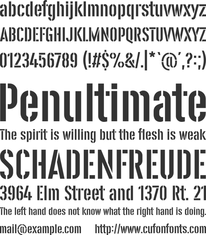 Legal Vandal Stencil font preview