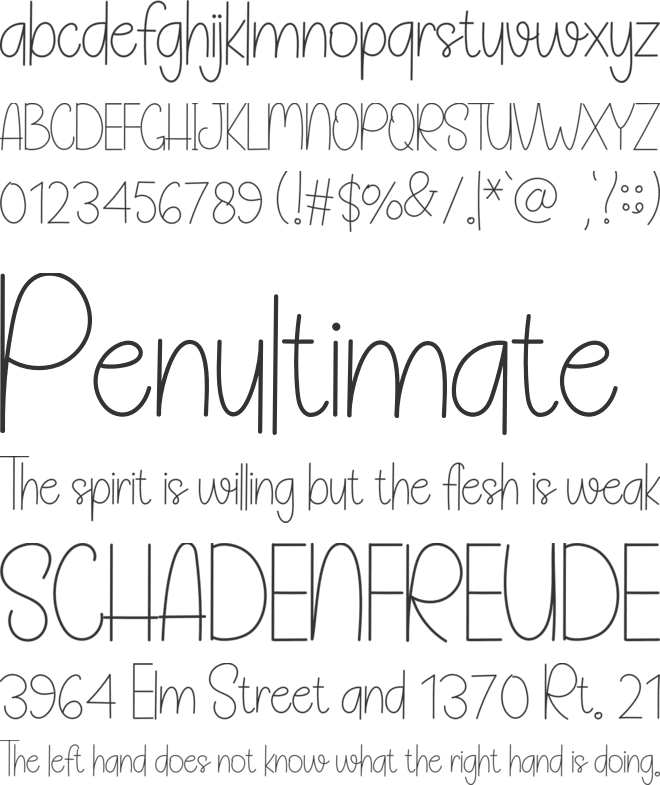 Seventeen font preview