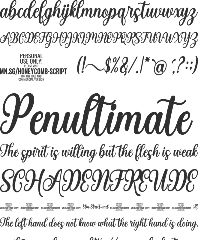Honeycomb Script PERSONAL USE font preview