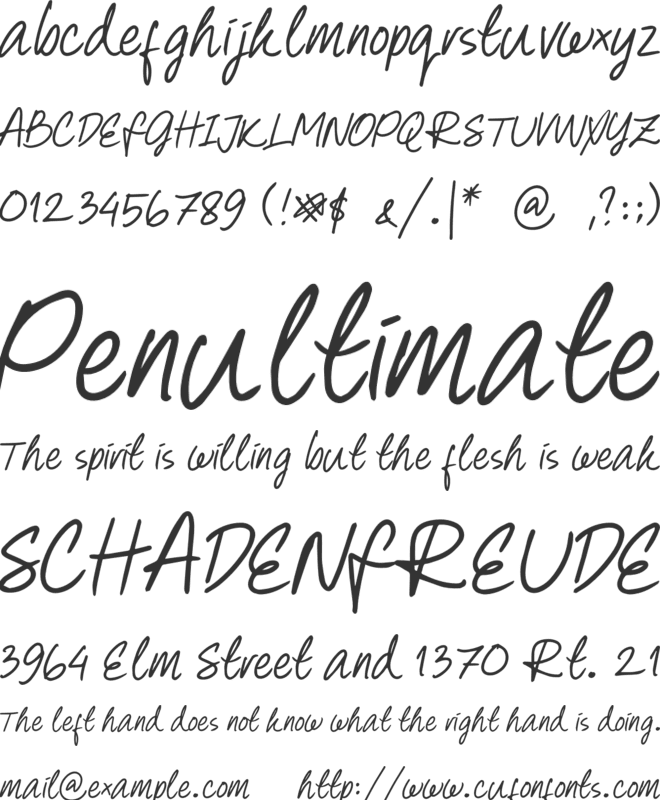 Sweet Note font preview