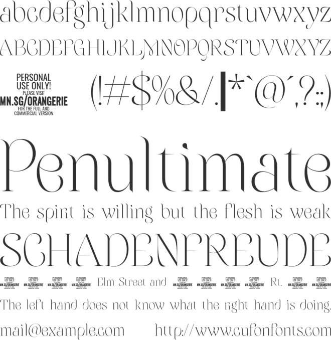 Orangerie PERSONAL USE ONLY font preview
