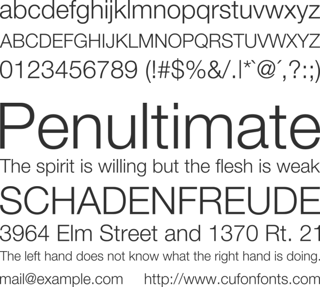 HelveticaNeue font preview
