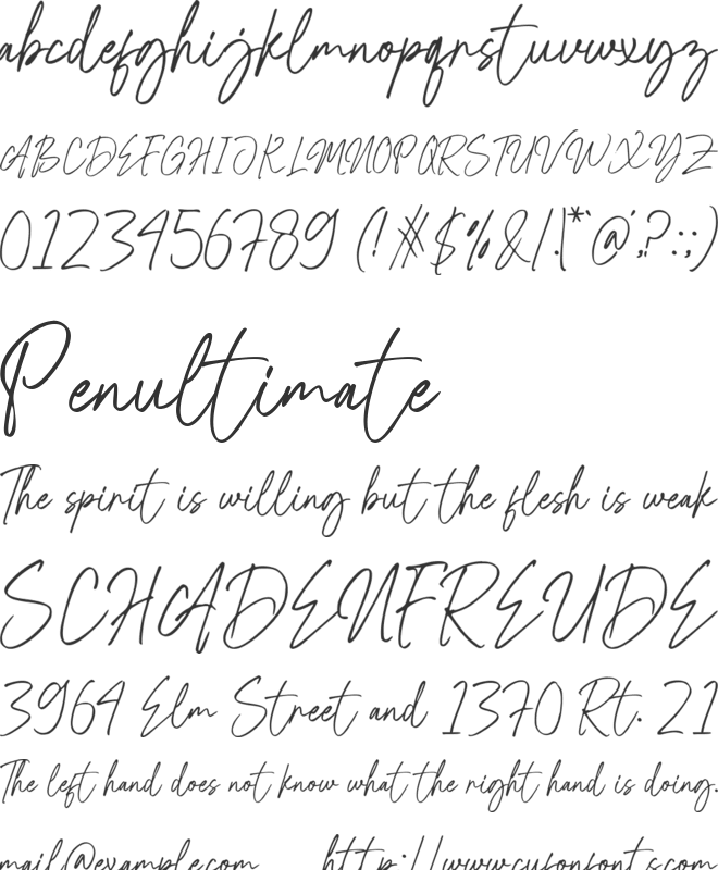 Melampah font preview