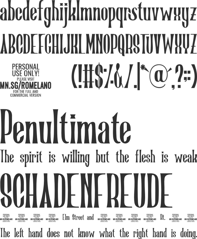 Romelano   PERSONAL USE font preview