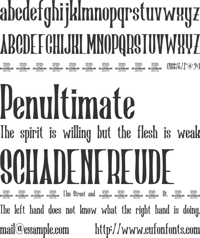 Romelano   PERSONAL USE font preview