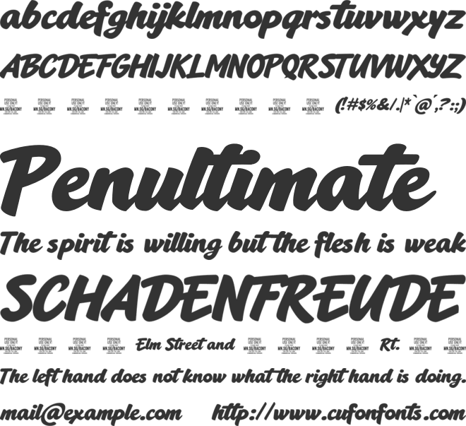 Bacony Script PERSONAL USE font preview