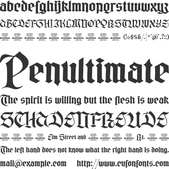 Gotika Black PERSONAL USE font preview