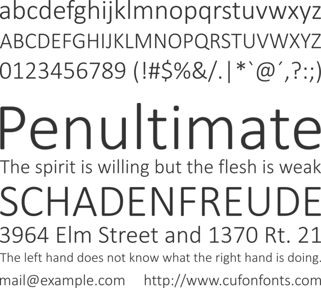 Calibri Light font preview